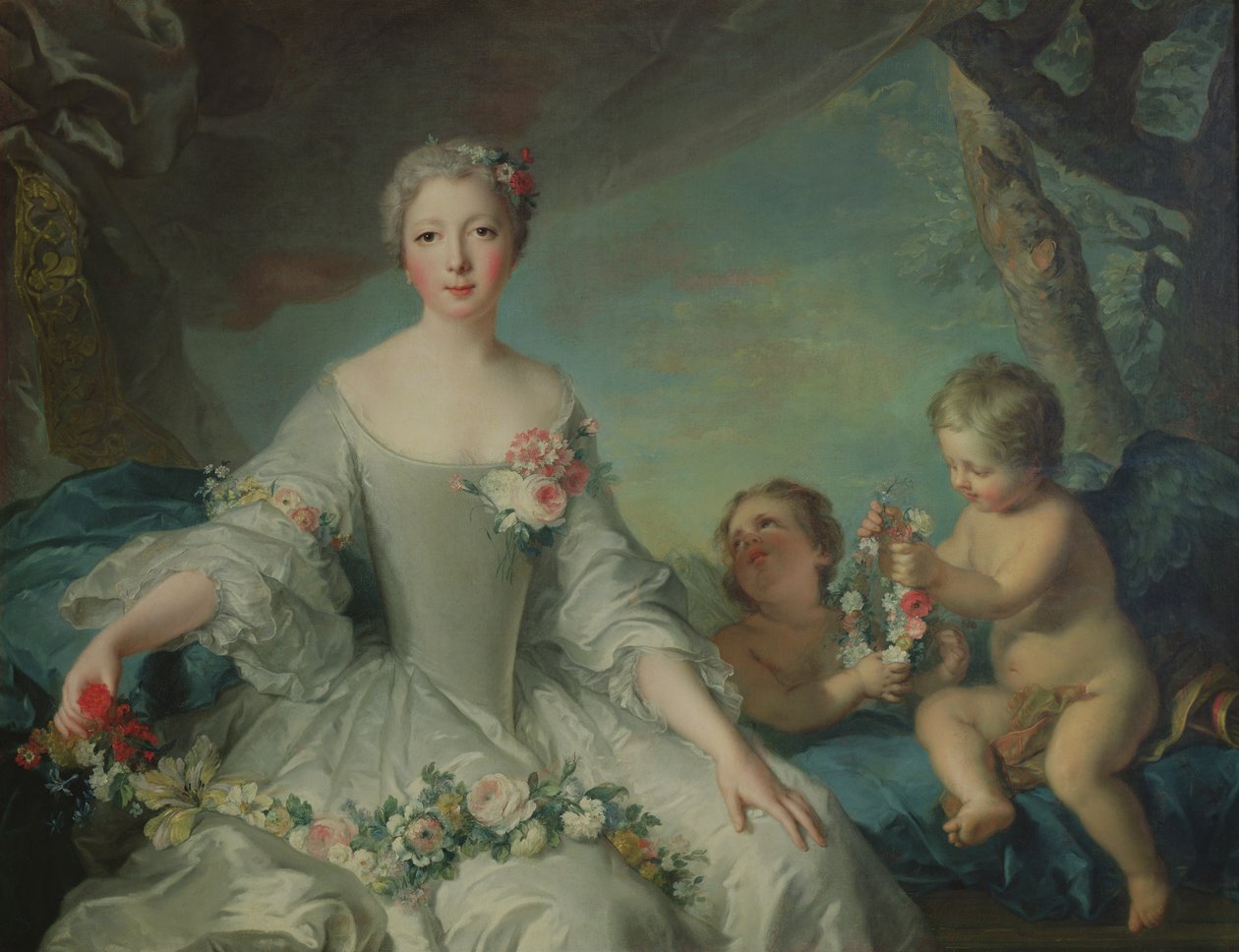 肖像被认为是Louise Diane dOrleans（1716-36）作为Flora，1731年 作者 让·马克·纳蒂尔