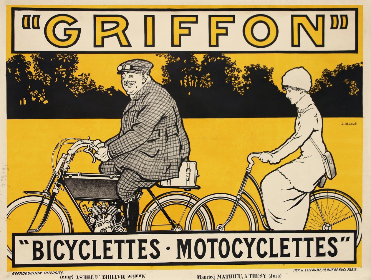 Griffon Bicyclettes Motocyclettes, 约1905年。 作者 让·马泰