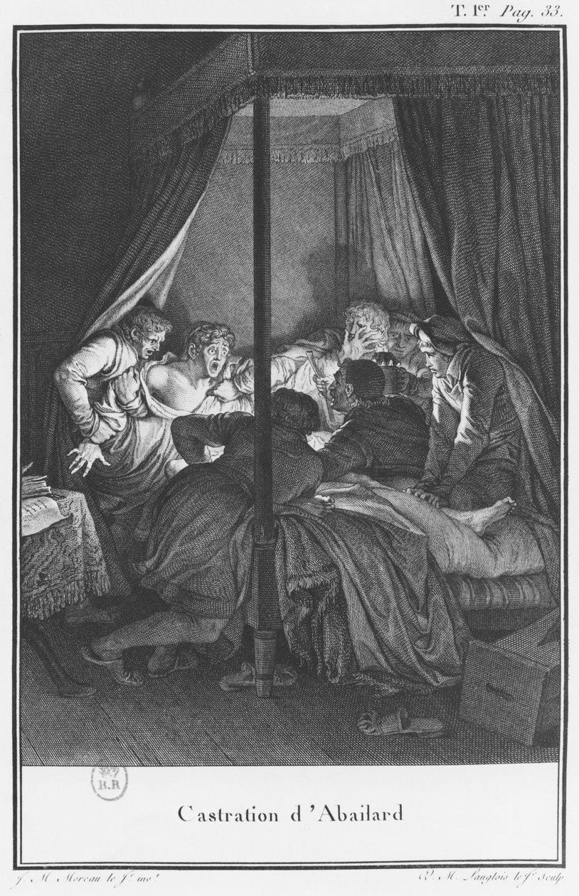 阉割Abelard，插图来自&39;Lettres d&39;Heloise et d&39;Abelard&39;，第I卷，第33页，由Vincent Marie Langlois the Younger（b.1786） 作者 让-米歇尔小莫罗