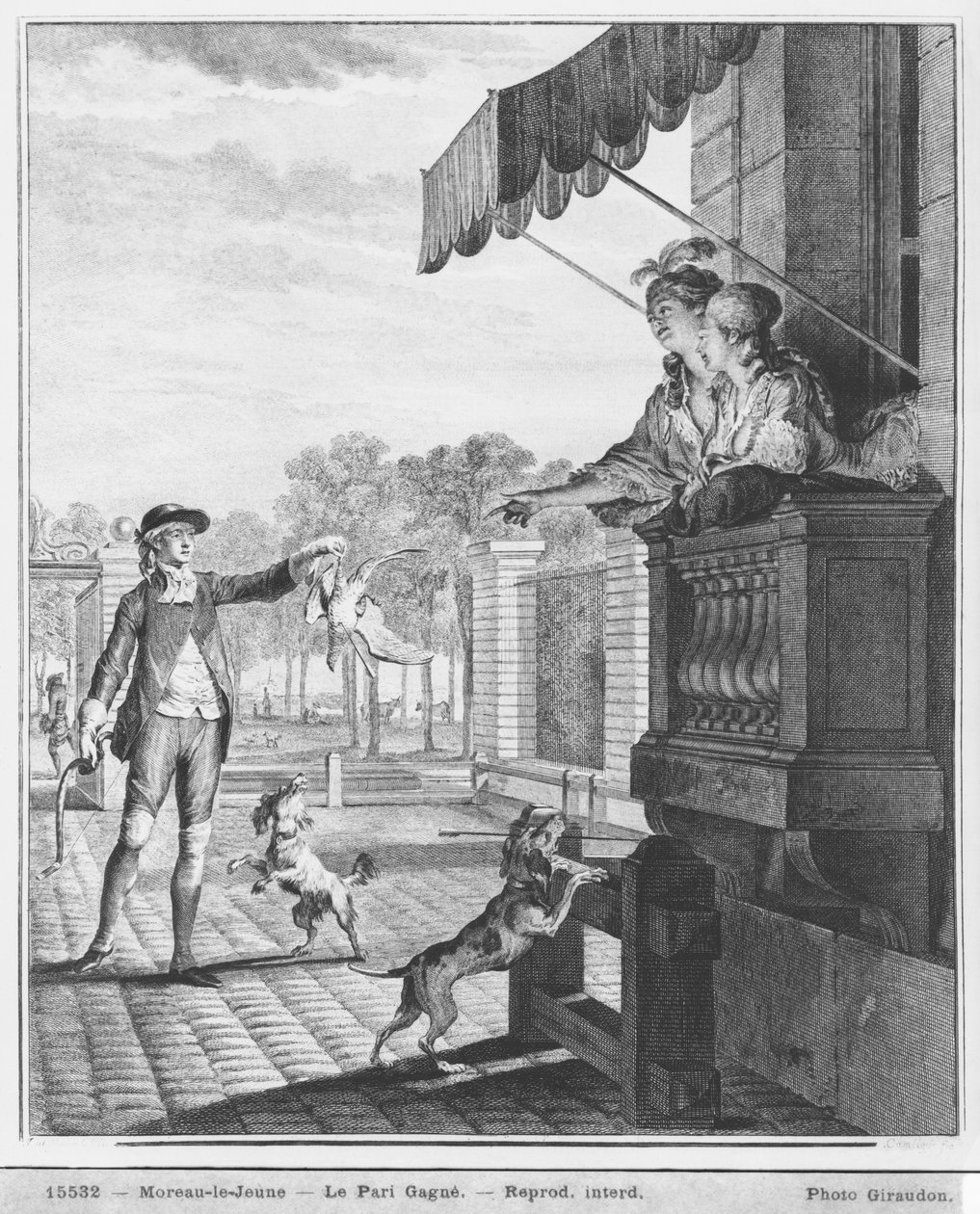 接受赌注，由Camligue（1785年）c.1777（雕刻）（bw照片）刻 作者 让-米歇尔小莫罗