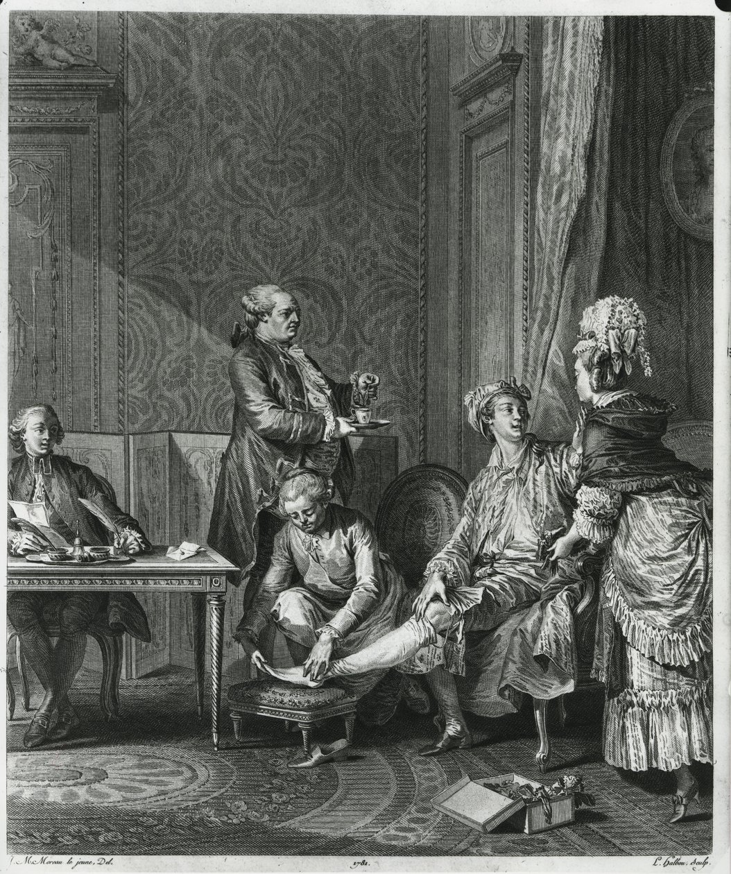 堤坝，由路易斯米歇尔哈尔布（1730-c.1809）1781年雕刻 作者 让-米歇尔小莫罗