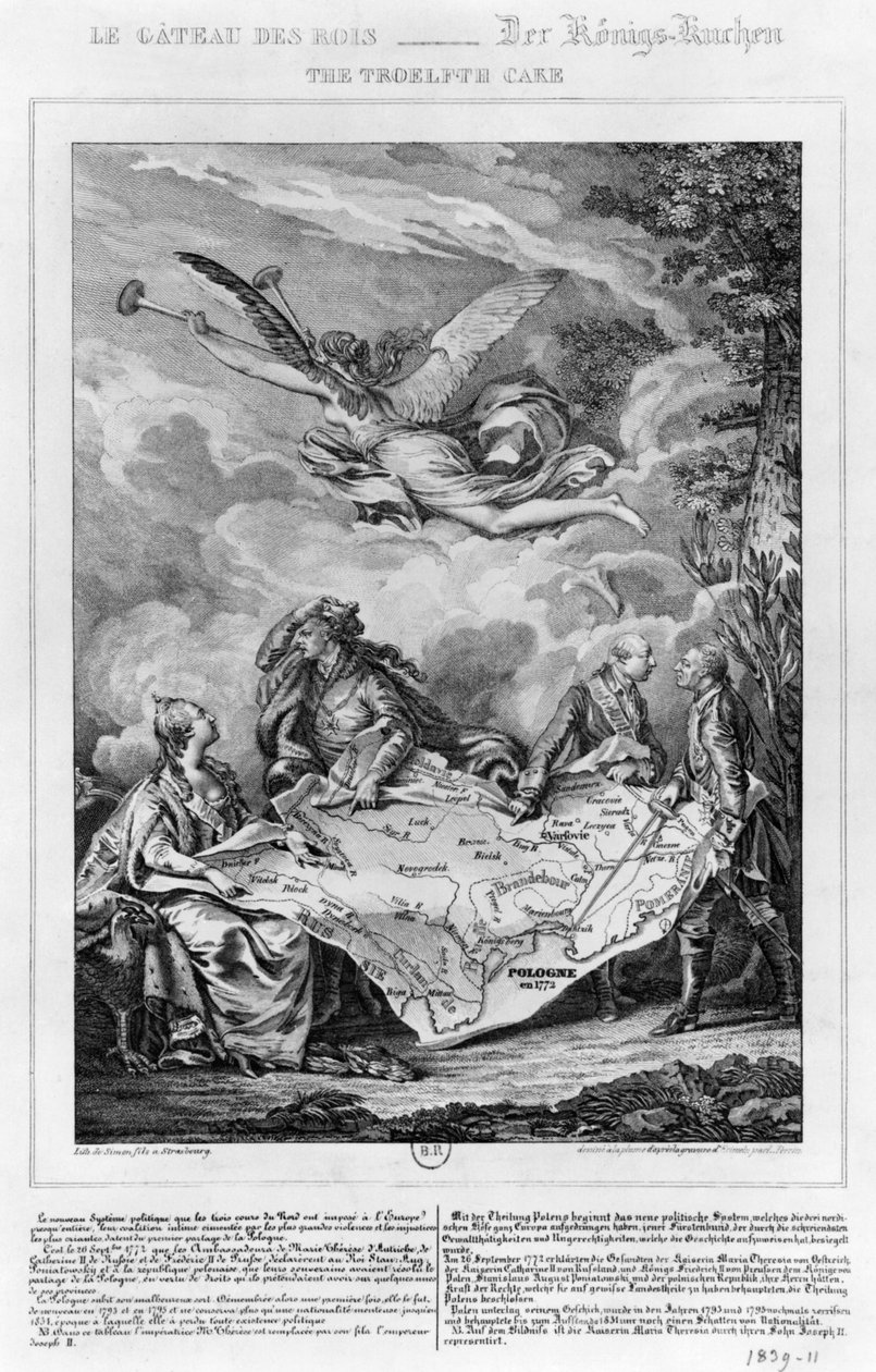 The Troelfth Cake，1772年9月26日波兰的第一个分区，由Noel Le Mire（1724-1800）（版画）刻（bw照片） 作者 让-米歇尔小莫罗