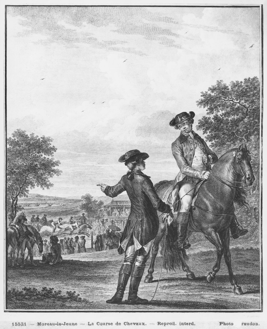 赛马，由Heinrich Guttenberg（1749-1818）c.1777雕刻 作者 让-米歇尔小莫罗