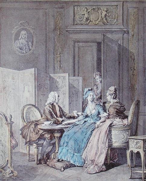 怀孕宣言》，18世纪下半叶，由Pietro Antonio Martini（1739-97）雕刻（彩色雕刻）（另见19554）。 作者 年轻人让·米歇尔（后）莫罗