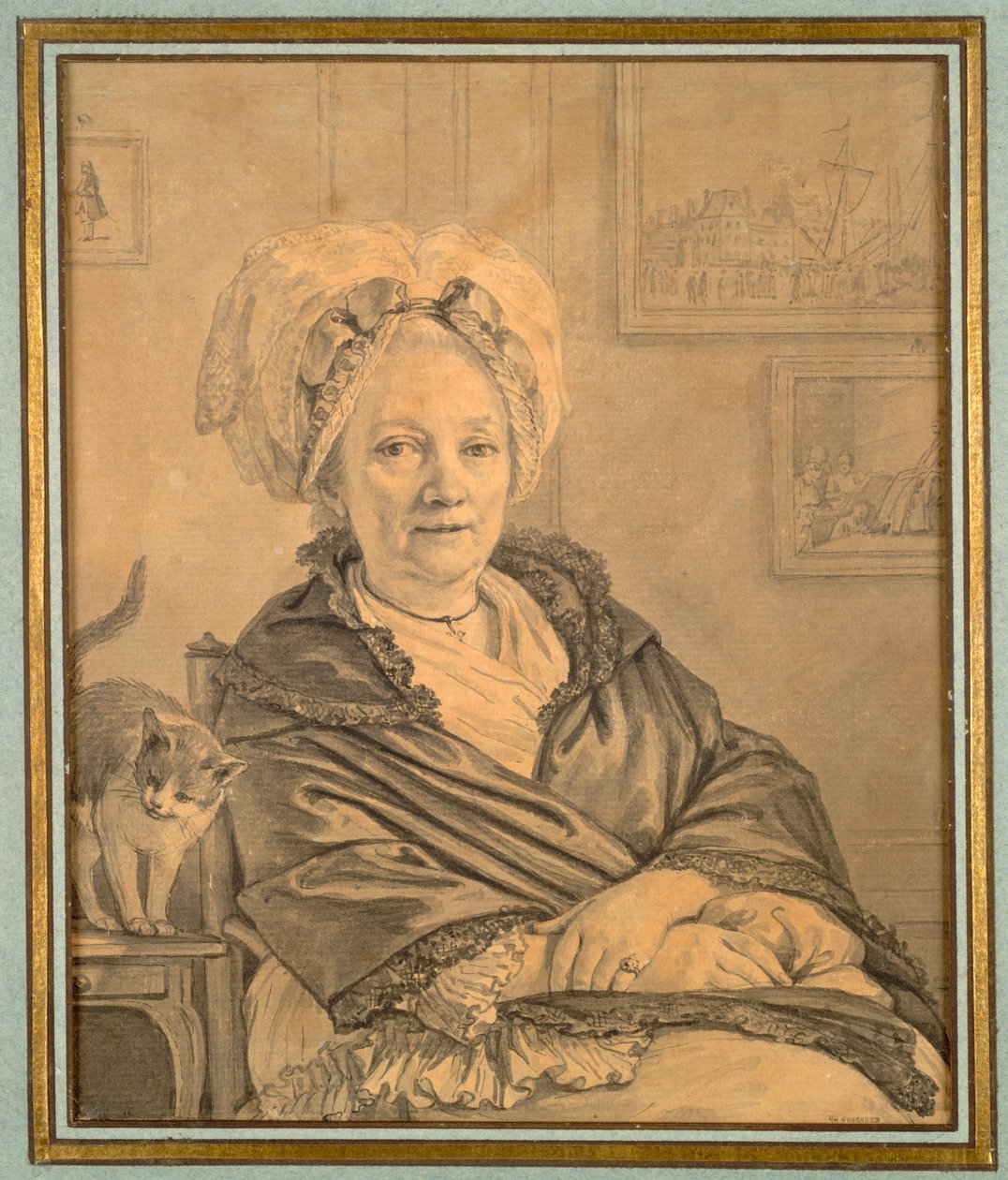 坐着的猫的女人c。 1776年。 作者 让-米歇尔小莫罗