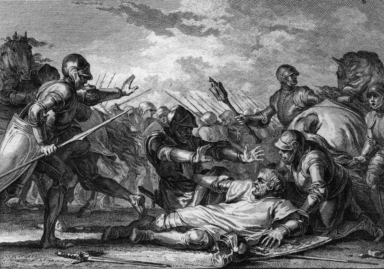 Robert Courteheuse（"Courtecuisse"）（1027-1087）对其父亲诺曼底公爵William the Conquerant（1027-1087）的暴动 作者 让-米歇尔小莫罗