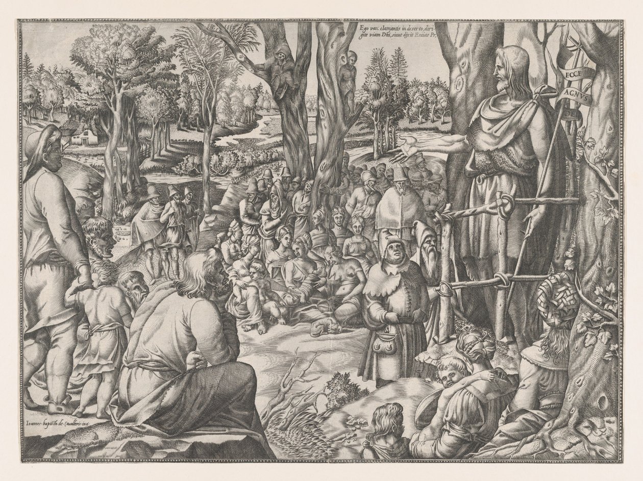 圣约翰在沙漠中布道，1535-55。 作者 让·米尼翁