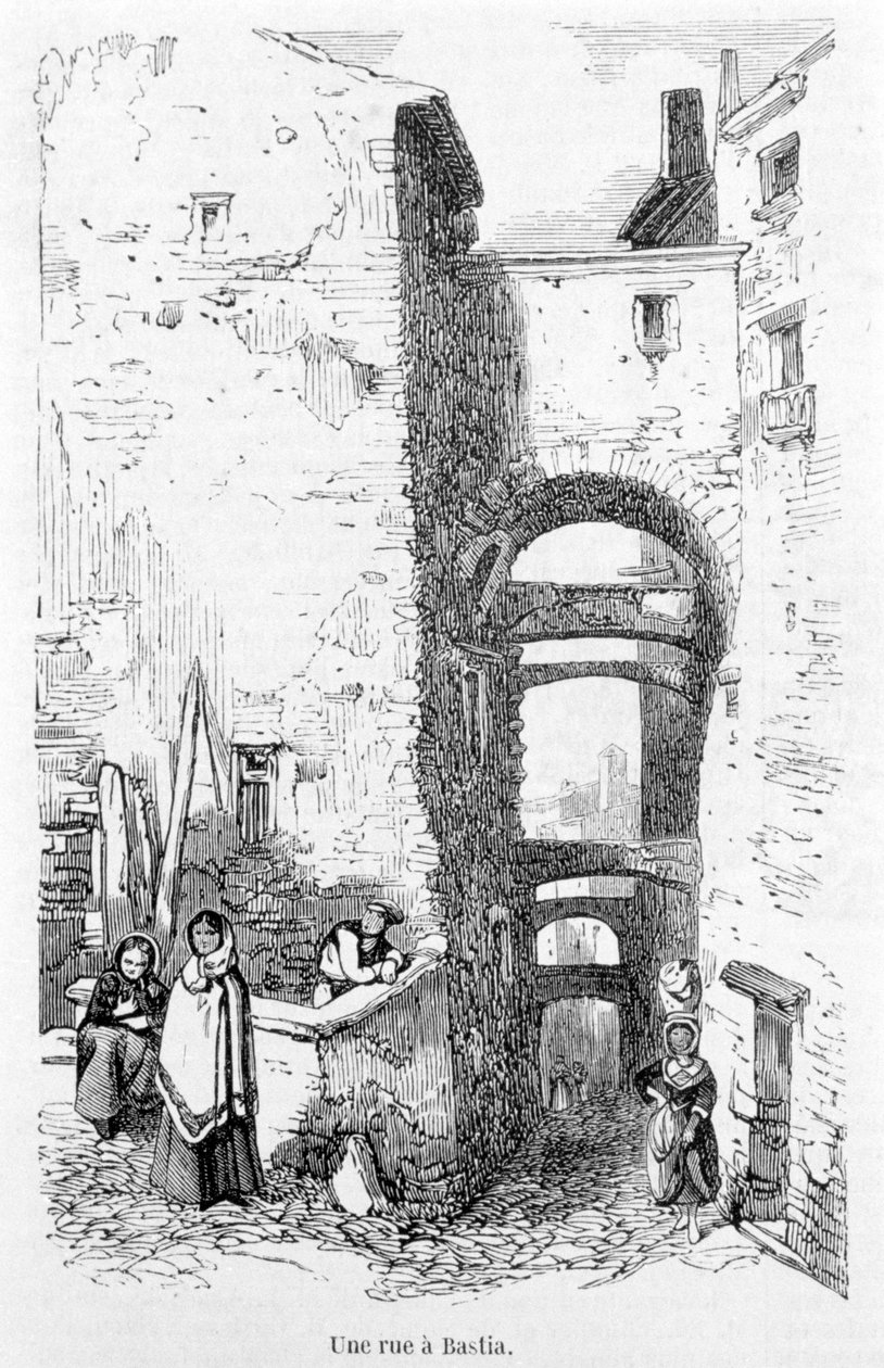 A rue de Bastia.科西嘉岛。劳伦斯的版画。 作者 让·保罗·劳伦斯