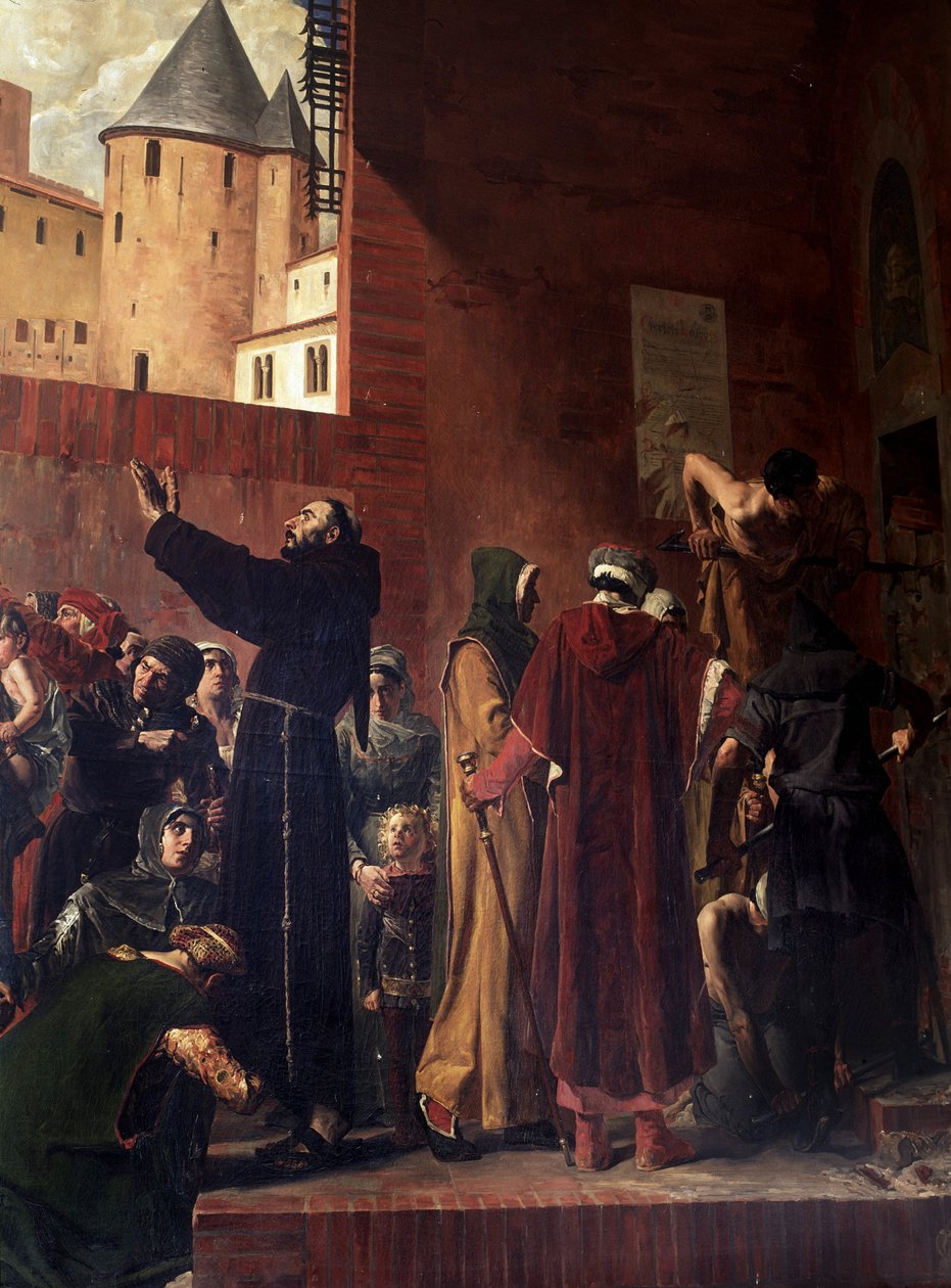 Delivrance des embmures de Carcassonne 1303 年 8 月，Carcassonne 和 Albi 的人们从宗教裁判所的地牢中挖出他们关押的许多囚犯 - Bernard Delicieux 试图遏制他的演讲所逗乐的人群 - 改革派 作者 让·保罗·劳伦斯