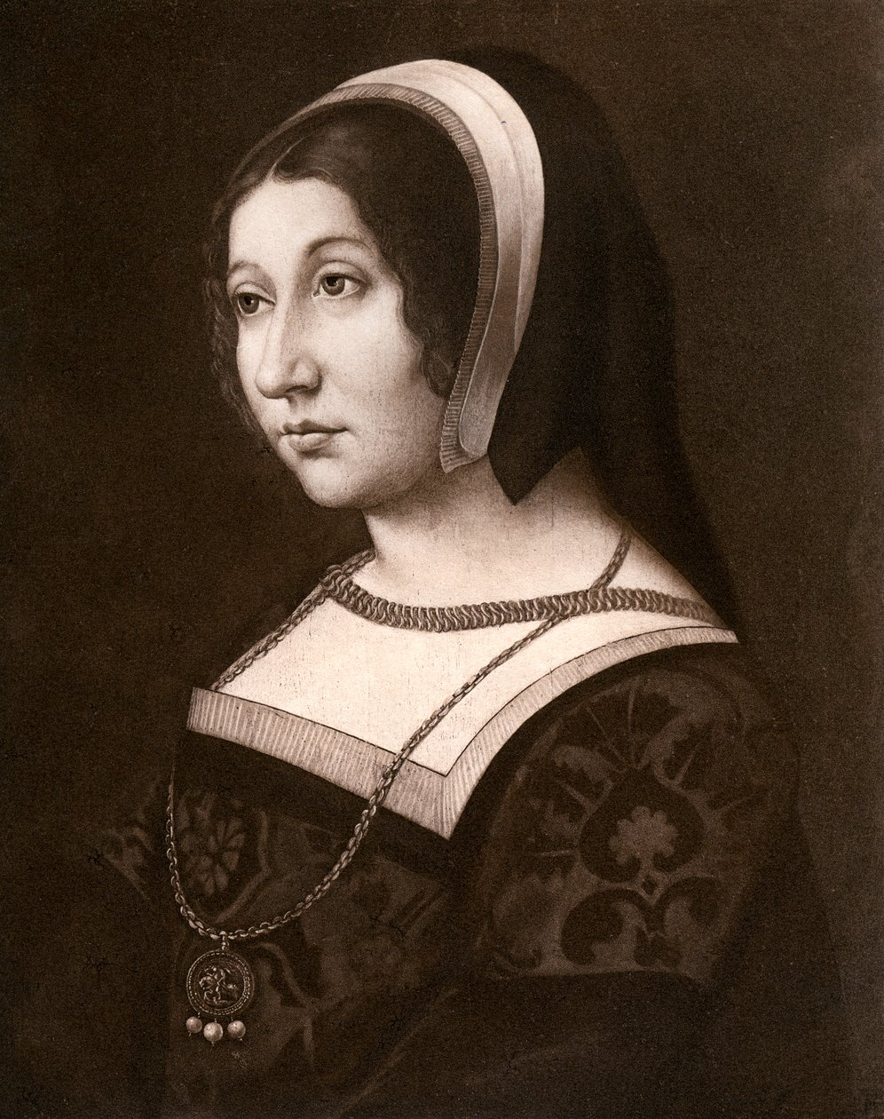 未知的女人，前身为玛格丽特·都铎（Margaret Tudor），c1520，1902年。 作者 让·佩雷亚尔