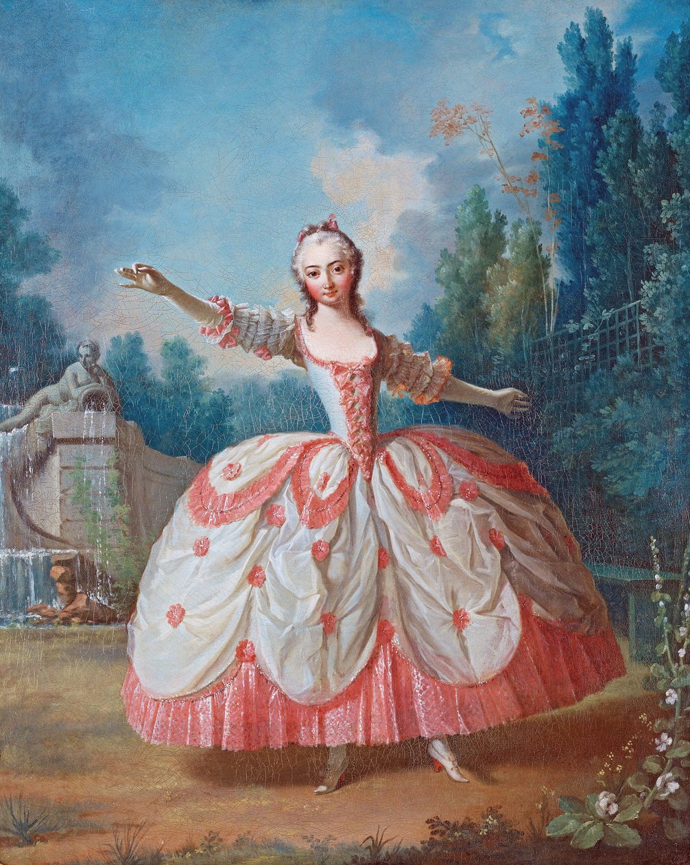芭芭拉·坎帕尼尼 (1721-1799) 的肖像，被称为 La Barbarina (La Barberina) - Jean Philippe Delaroche (1710-1767) 的绘画 - 1721 - 木板油画 - 68.5x56.5 - 私人收藏 作者 让-菲利普·德·拉罗什