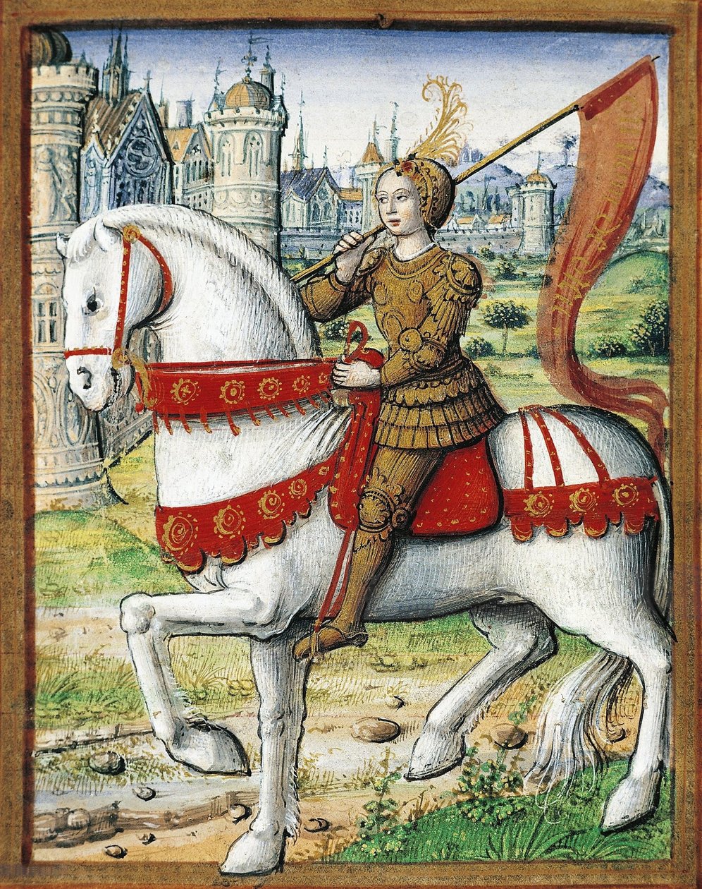 装饰安托万-杜富尔的 Les vies des femmes célèbres 的微型画，ms.17，对开 76 页背面，南特，多布雷博物馆，1504-1506 年。 作者 让·皮乔尔