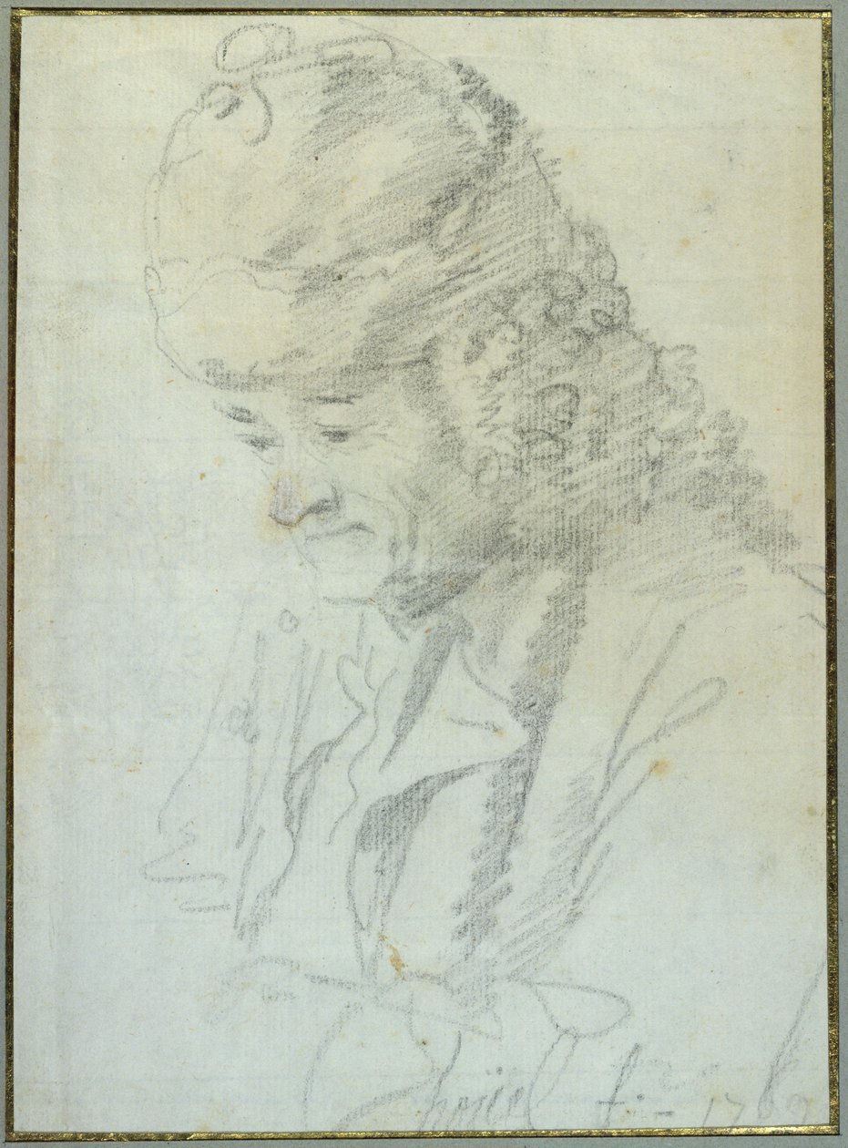 伏尔泰（1694-1778），年老，1769年（纸上蜡笔） 作者 让·皮埃尔·霍尔