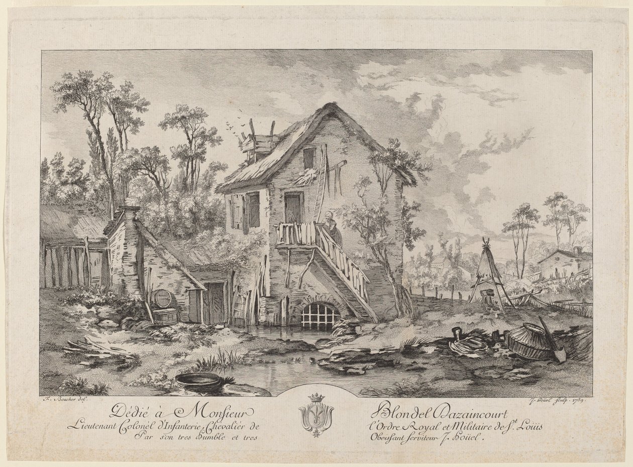农家院 作者 Jean Pierre Louis Laurent Hoüel 在 François Boucher 之后