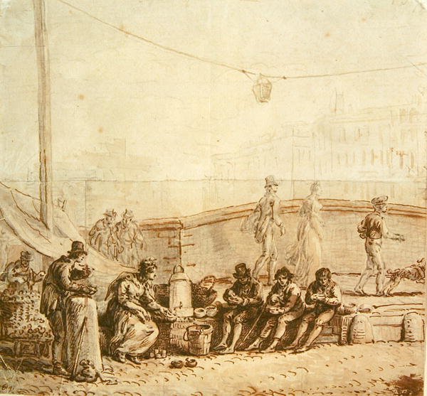 Pont-Neuf的咖啡卖家，1819年 作者 让·皮埃尔·诺布林