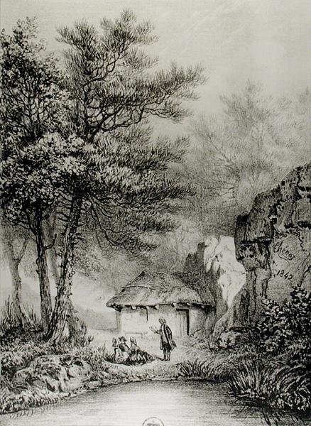 Jean-Jacques Rousseaus（1712-78）位于Ermenonville的小屋，1842年 作者 让·皮埃尔（The Jean）