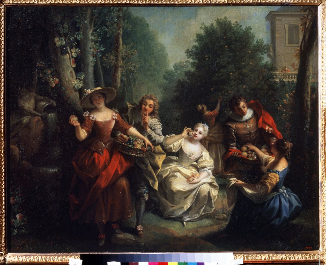五感："Le gout"（味觉）年轻贵族在品尝水果。让-拉乌（1677-1734 年）的画作 1725-1735 年 莫斯科普希金博物馆 作者 让·劳克斯