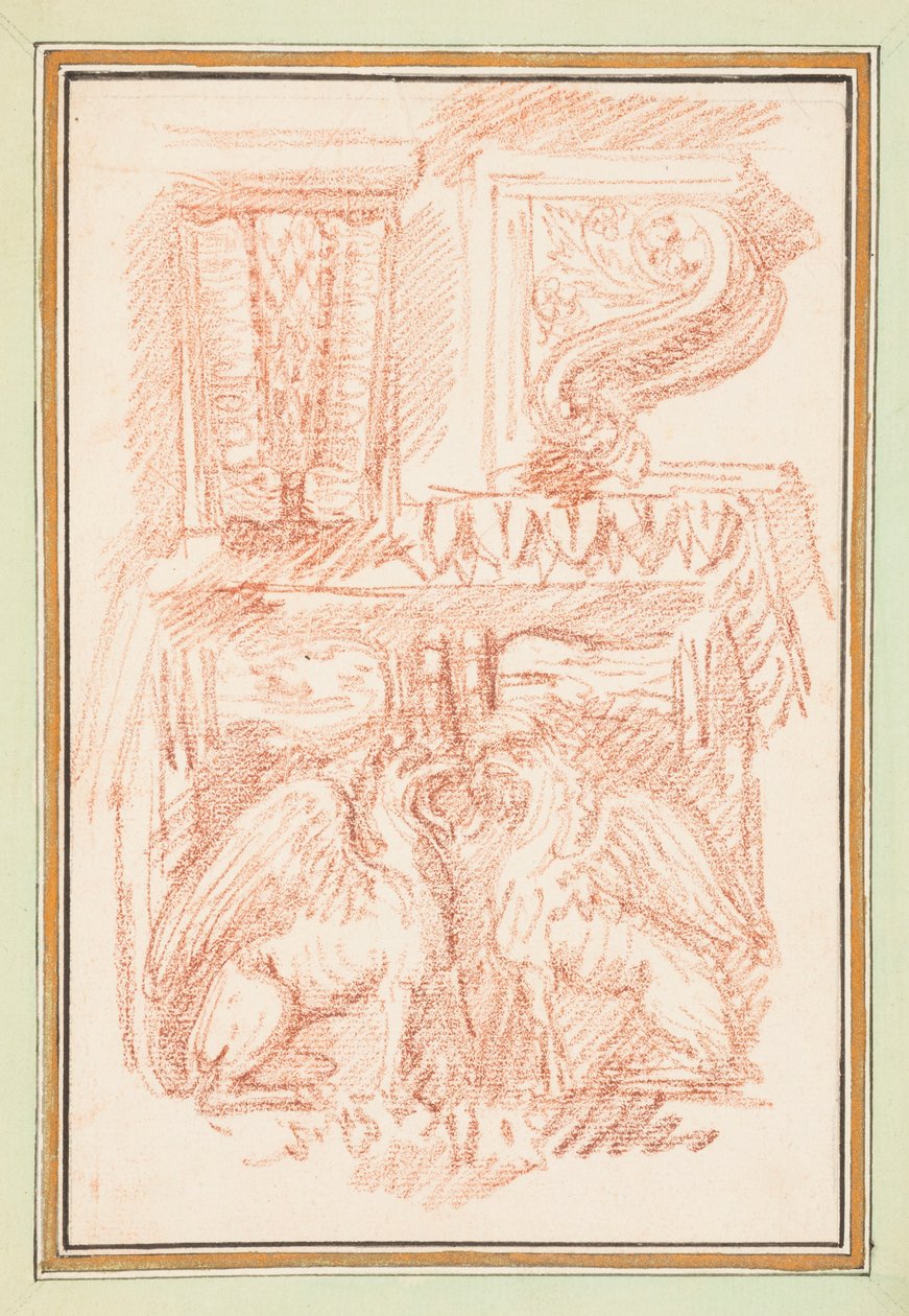 装订成册的图画，带鹰的括号和柱头，载于 Dessins d