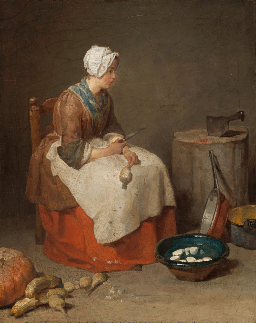 厨房女佣》，1738年。 作者 让·巴蒂斯特·西蒙·查尔丁