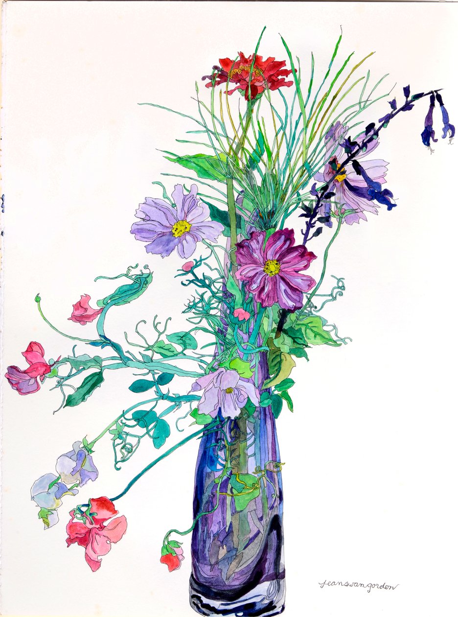 杰里的花瓶》，2010 年（纸上水彩和墨水） 作者 吉恩·斯万·戈登