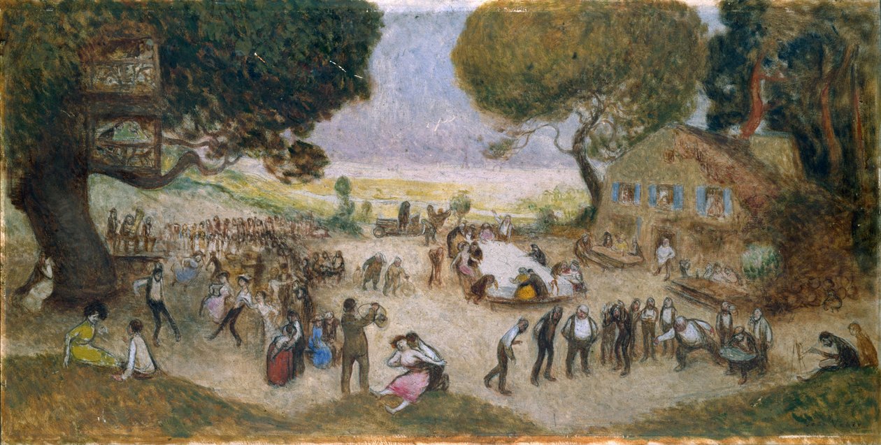 巴黎市内酒店草图：Fête champêtre，约 1906 年（铅笔、木板油画） 作者 让·韦伯
