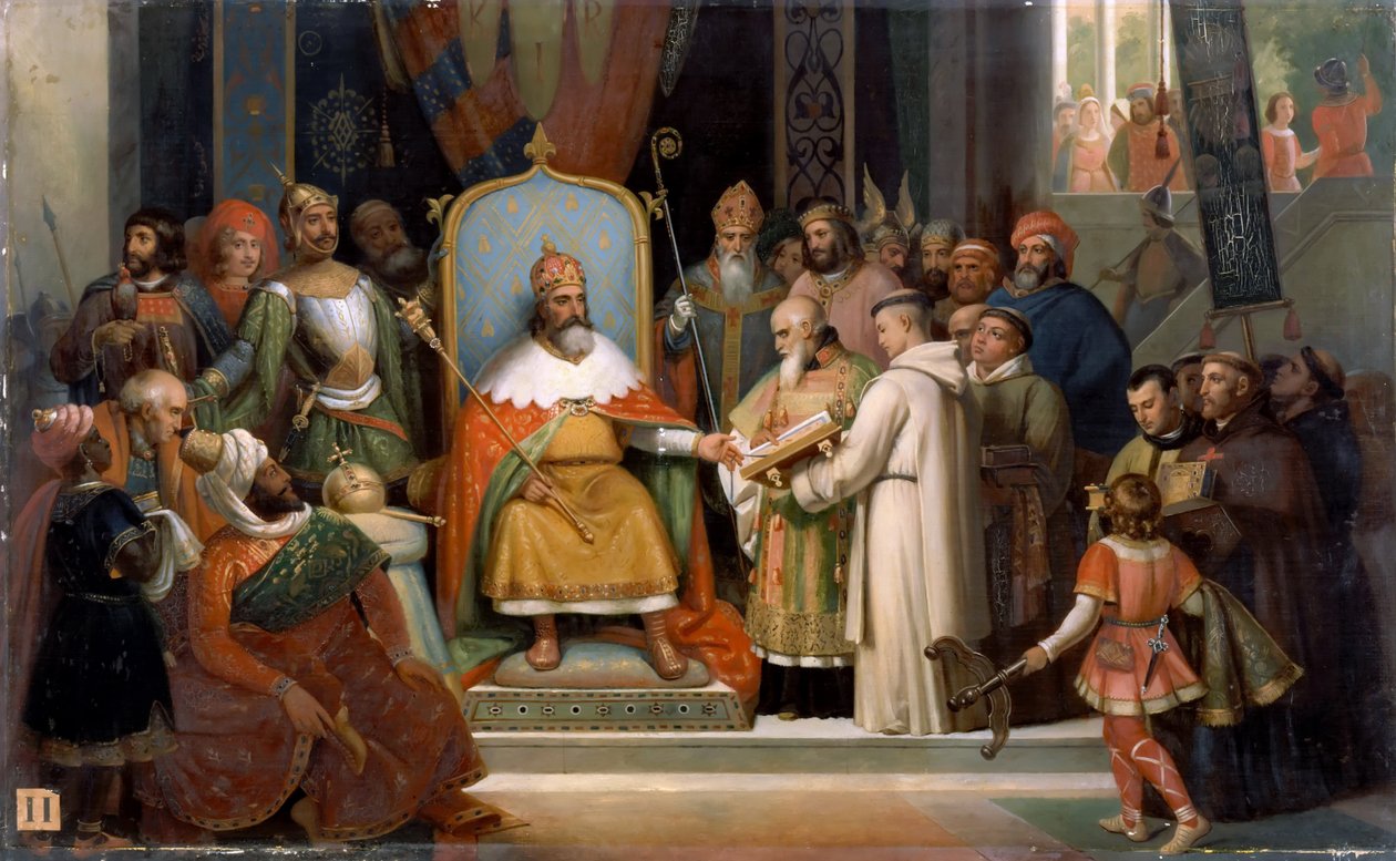 查理曼大帝（Charlemagne）接受阿尔金（780） 作者 让·维克多·施耐茨