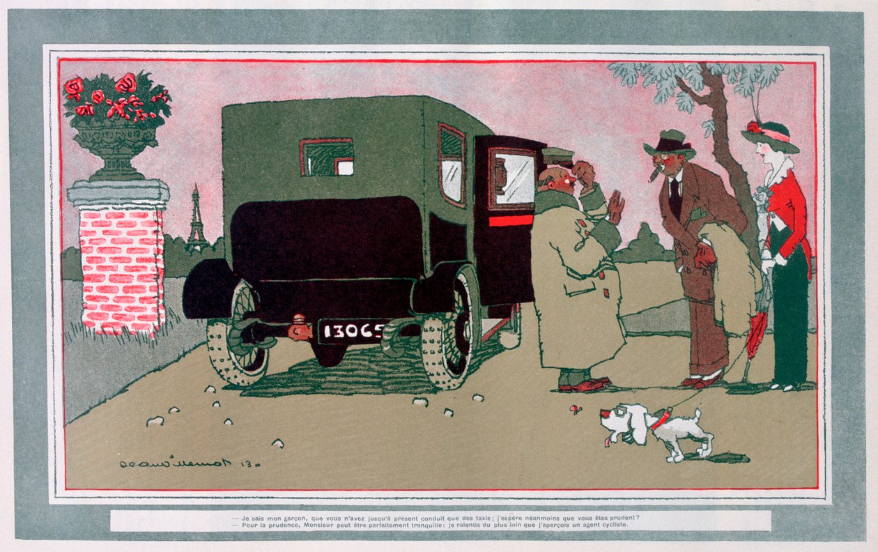 新司机"，法国汽车漫画，1913年 作者 让·维勒莫