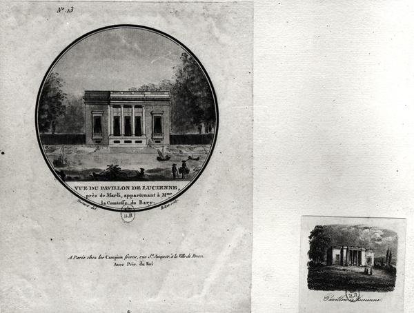 Louveciennes的一个亭子的视图由Claude-Nicolas Ledoux（1736-1806）为杜巴里夫人建造（纸上的wc） 作者 让·泰斯塔德