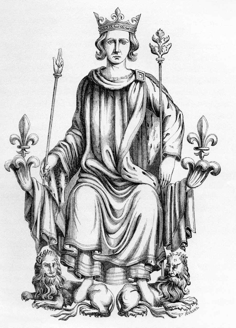 法国国王查理六世，插图来自“Recueil des Rois de France de Jean Du Tillet”（雕刻） 作者 让·杜（仿）蒂莱