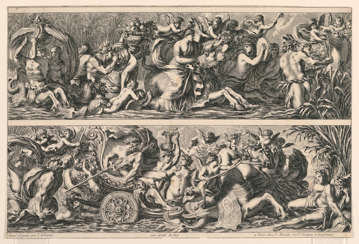 两幅楣画，选自 "Frises Feuillages et Autres Ornemens 作者 让·勒·波特