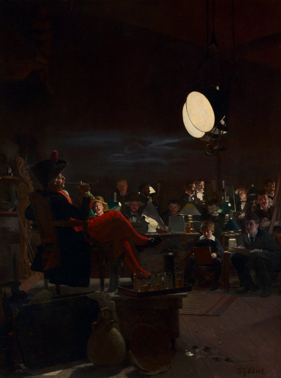 夜课》，约 1881 年（木板油画） 作者 吉恩或詹汉·乔治·维伯特