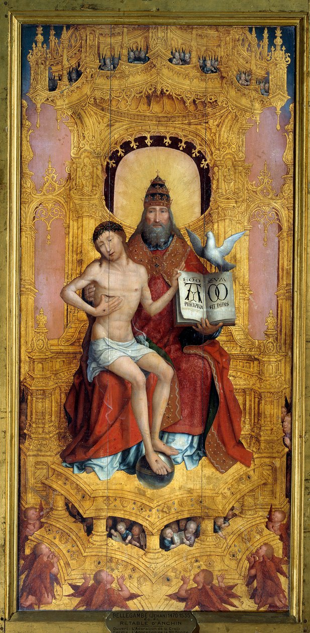 安沁多角体。"The Trinite" 中央部分。Jean Bellegambe（1470-1535）的木板画，162x75厘米 作者 珍妮·贝勒甘贝