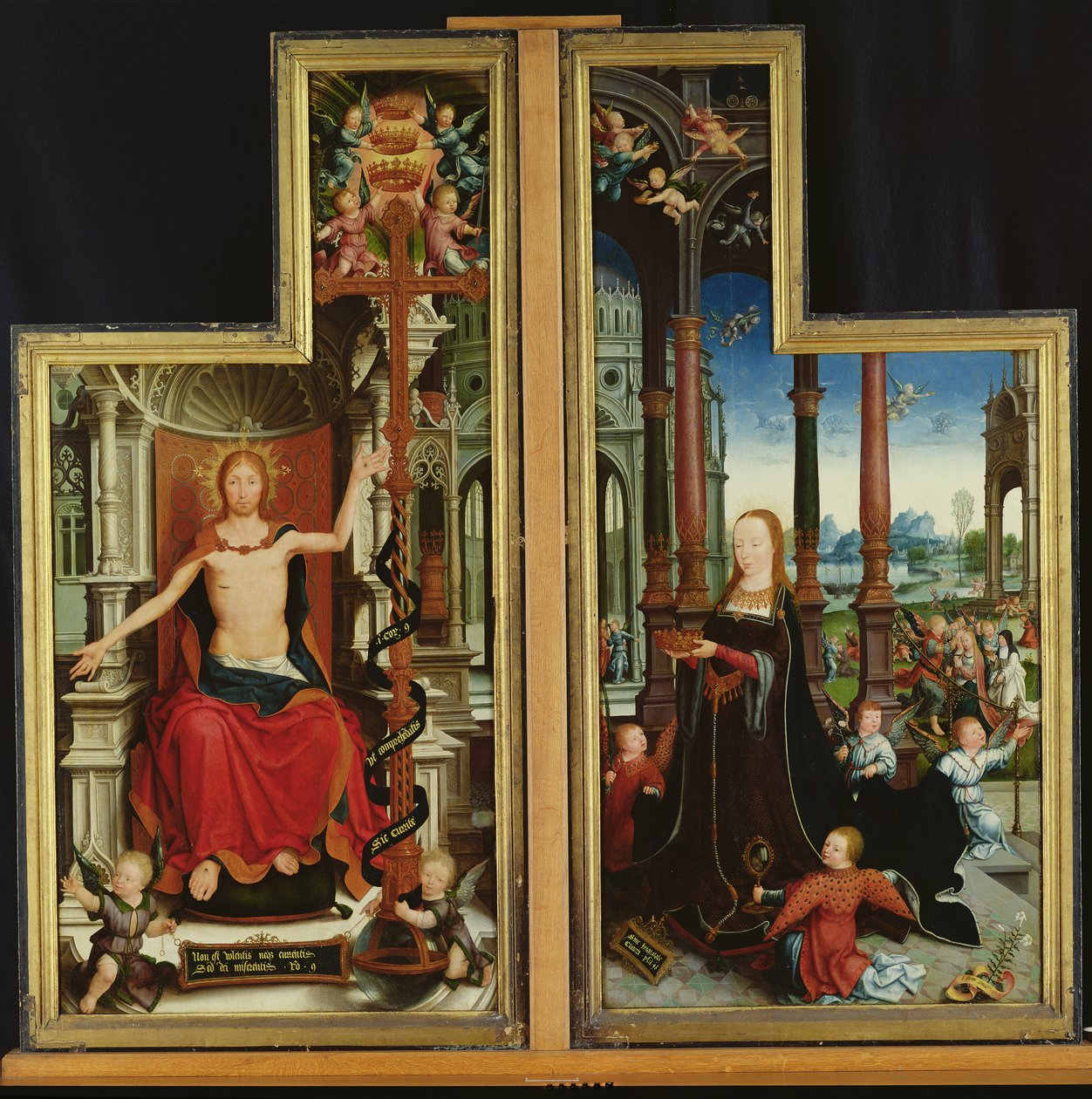 圣三一的荣耀的Polyptych，描绘基督Enthroned和圣母的小组，1509-15 作者 珍妮·贝勒甘贝