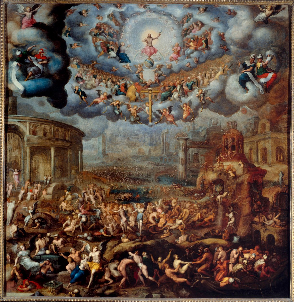 儿子 Jean Cousin (1522-1594) 16 世纪的《最后的审判》画作。 1,45x1,42 m 作者 表弟让·小