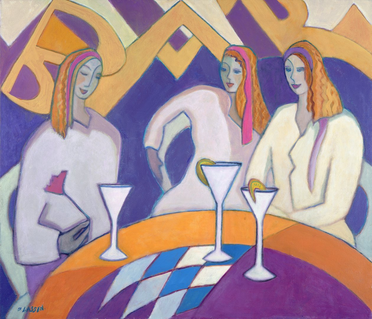 女孩之夜，2003-04（画布上的丙烯酸） 作者 珍妮特·拉森（Jeanette Lassen）