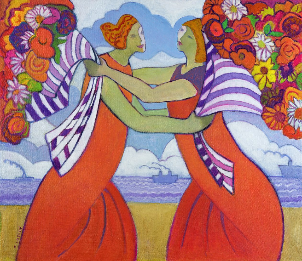 问候，2003-04（画布上的丙烯酸） 作者 珍妮特·拉森（Jeanette Lassen）