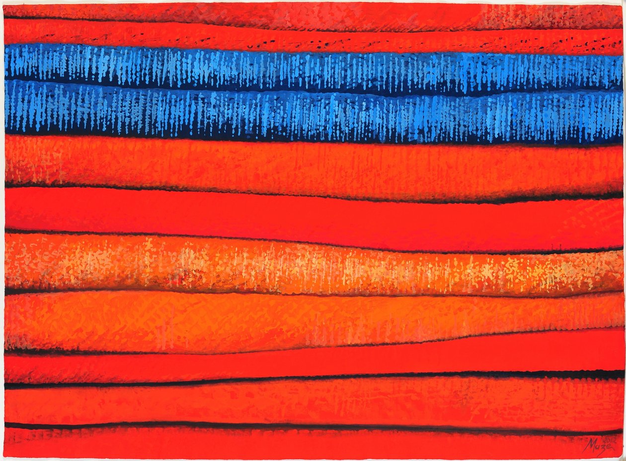 摩洛哥织物 3》，2013 年（纸上水粉画） 作者 珍妮迷宫