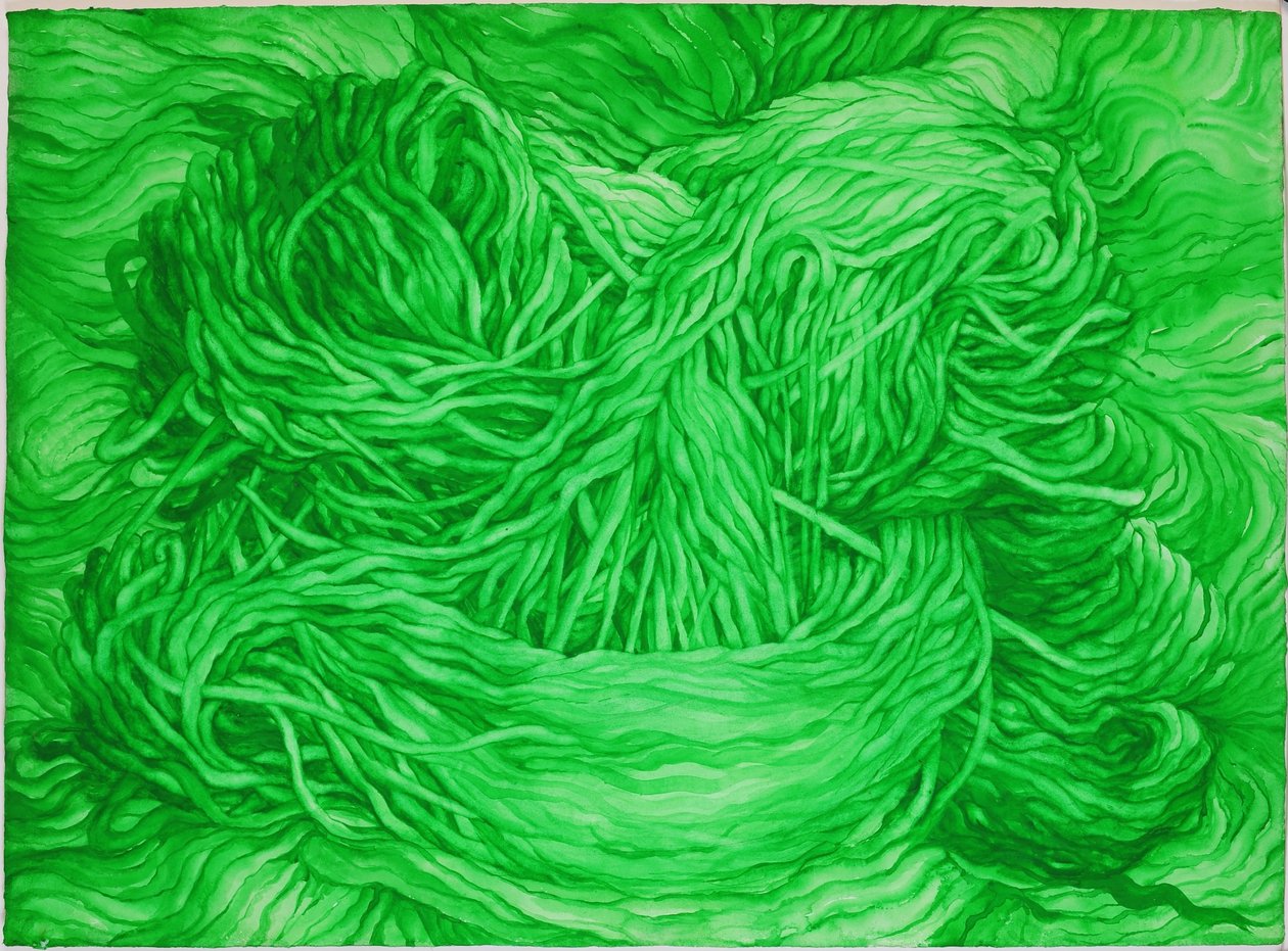 羊毛绿》，2013 年（纸上水粉画） 作者 珍妮迷宫