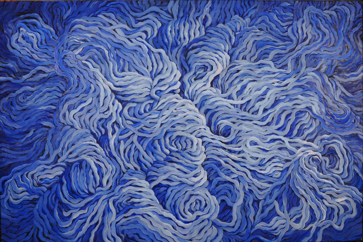 羊毛海军蓝》，2013 年（纸上水粉画） 作者 珍妮迷宫