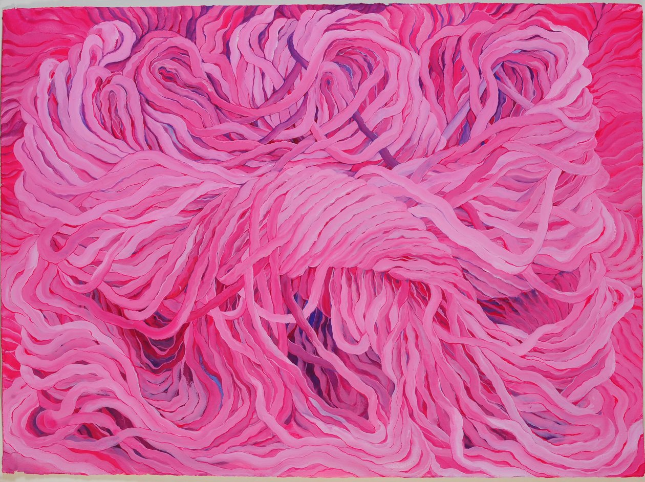 羊毛粉色》，2013 年（纸上水粉画） 作者 珍妮迷宫