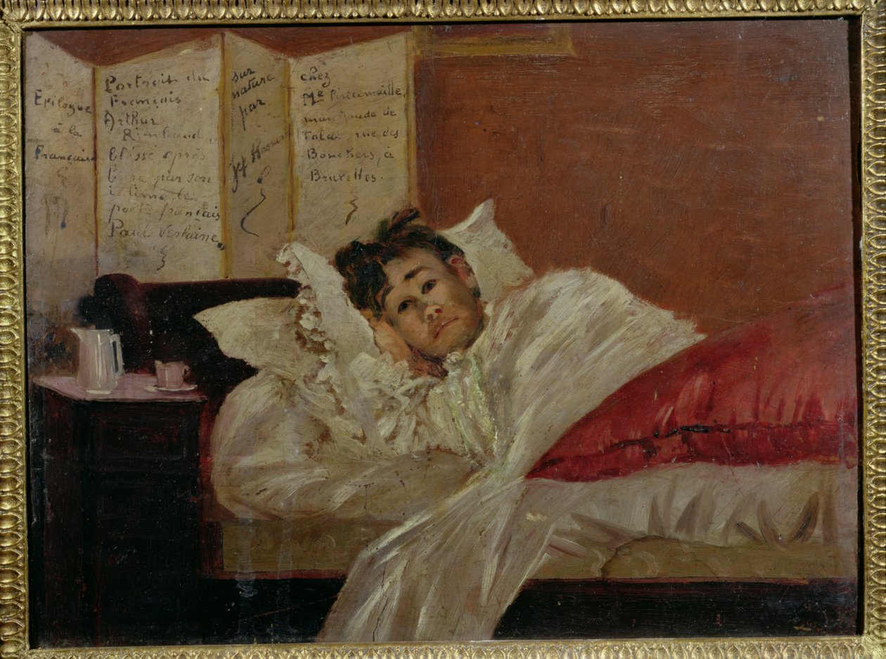 Arthur Rimbaud（1854-91）在布鲁塞尔的床上 作者 杰夫·罗斯曼