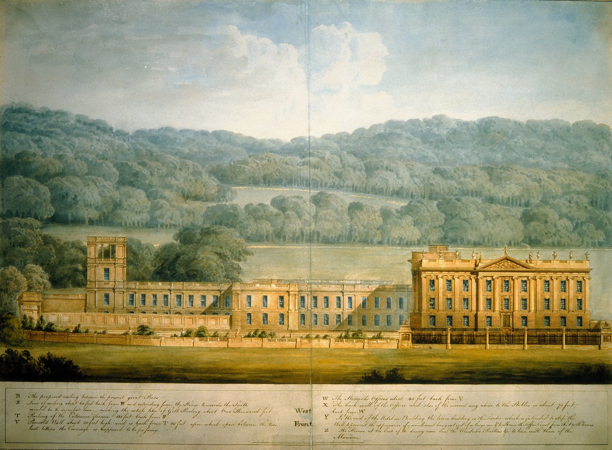 The West Front of Chatsworth House (watercolor on paper) 作者 杰弗里·怀亚特维尔