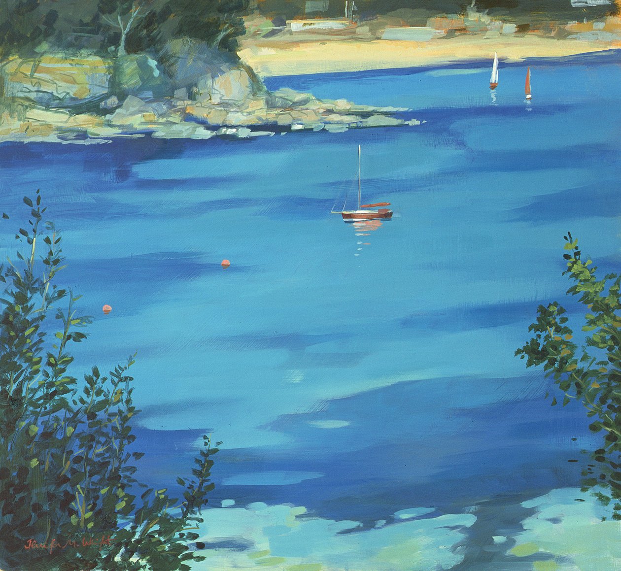 Salcombe，Moored Yacht，Southsands，2000 作者 詹妮弗赖特