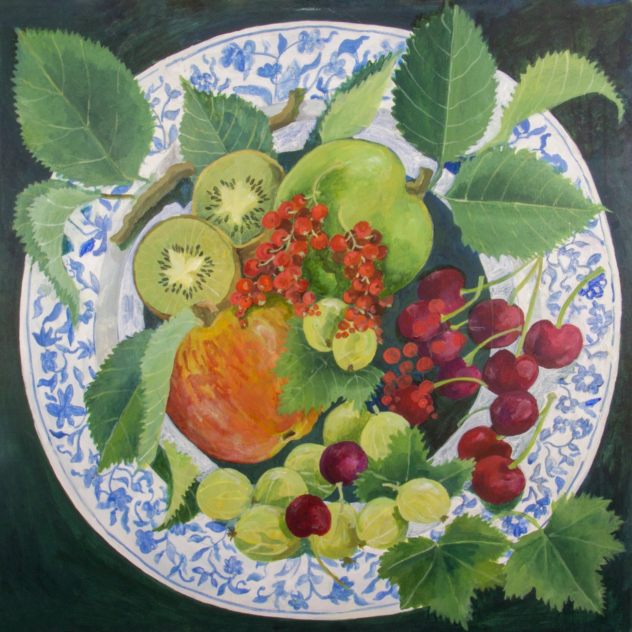 苹果和葡萄，2018（丙烯酸画布） 作者 詹妮弗·阿博特