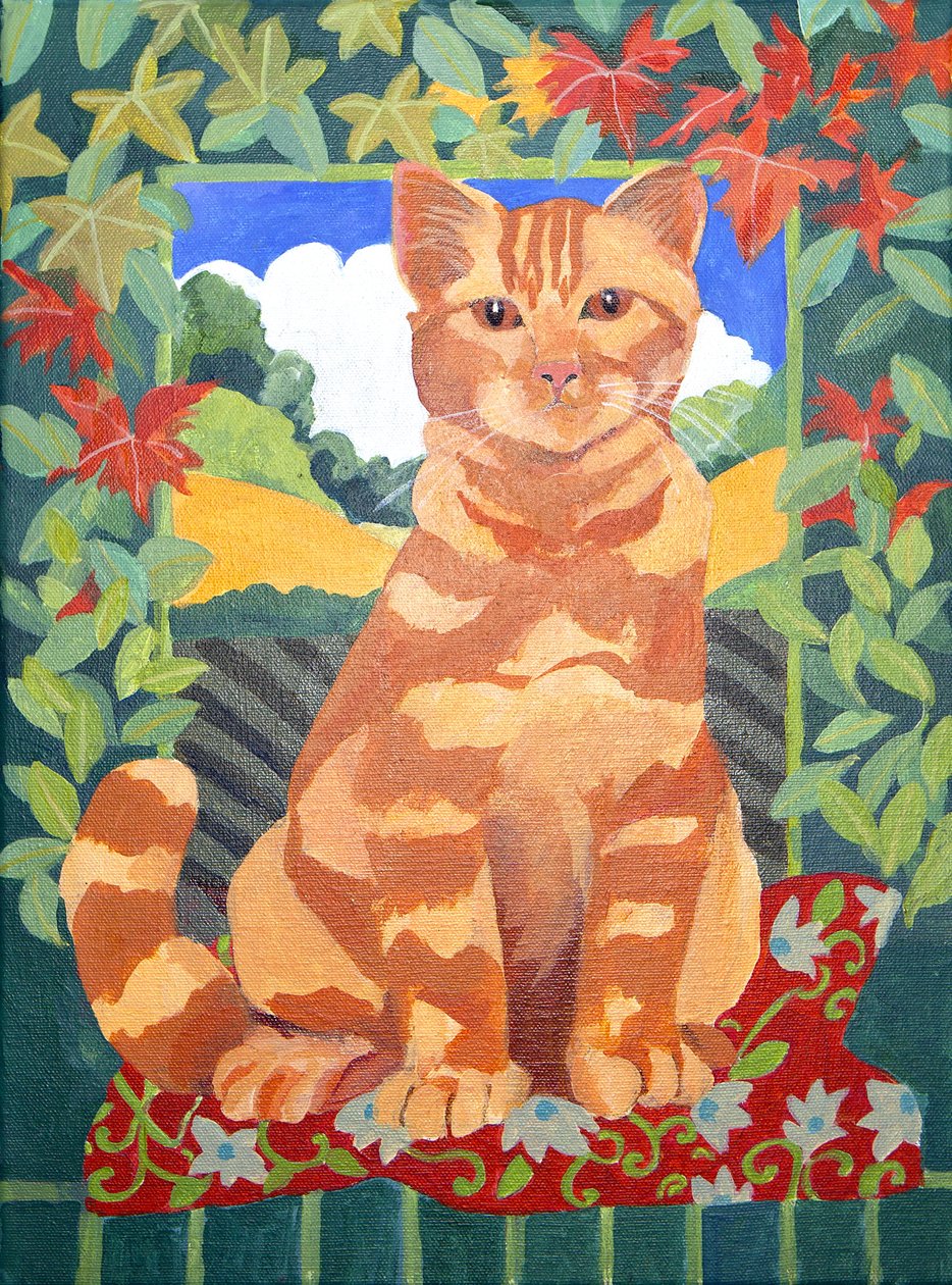 猫，2014（丙烯酸画布） 作者 詹妮弗·阿博特