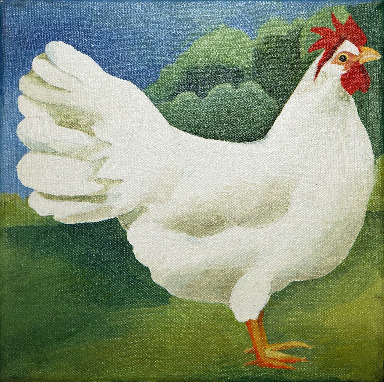 公鸡，2013 年（丙烯酸画布） 作者 詹妮弗·阿博特