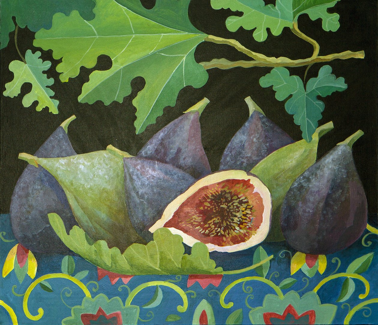 黑色的无花果，2014 年（丙烯酸画布） 作者 詹妮弗·阿博特