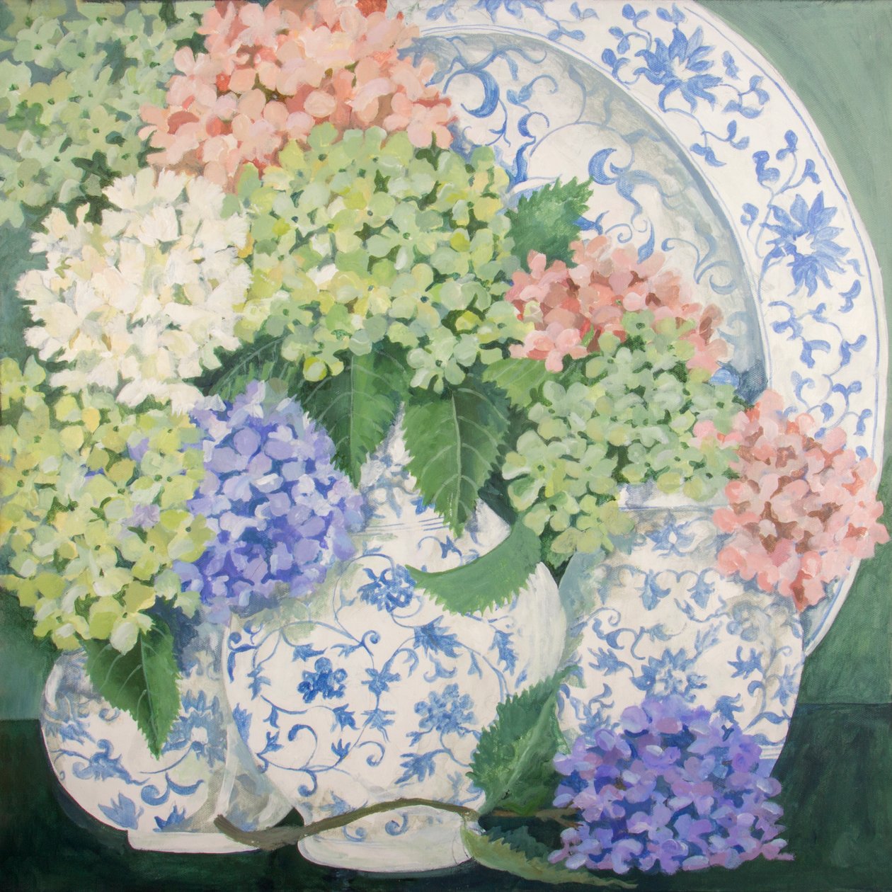 绣球花，2018（丙烯酸画布） 作者 詹妮弗·阿博特