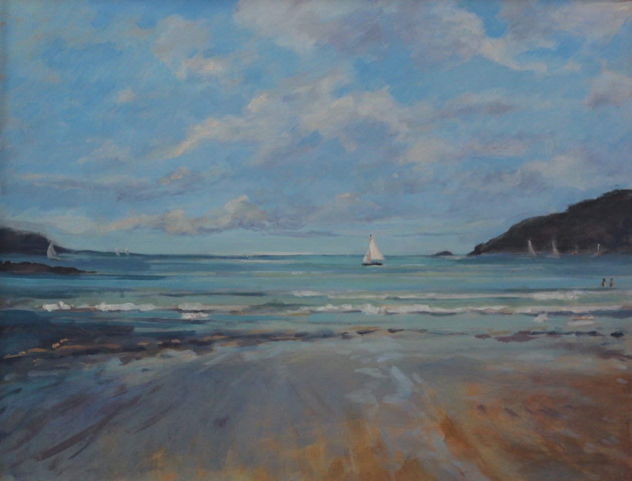 Northsands Salcombe，航行。布面油画，2016年 作者 詹妮弗赖特