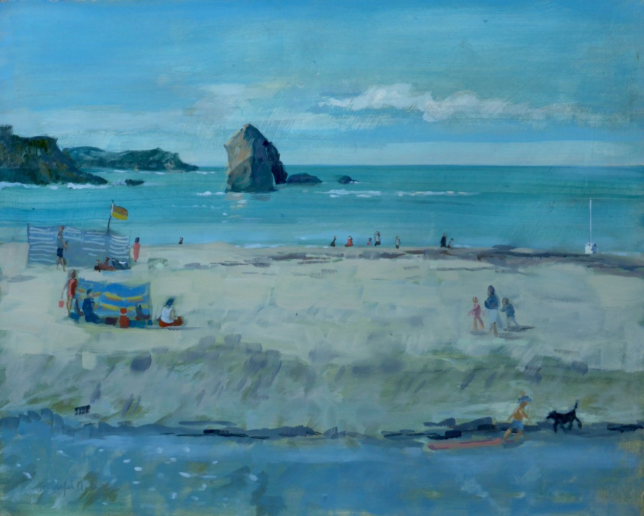 德文郡的Thurlestone Rock。布面油画，2016年 作者 詹妮弗赖特